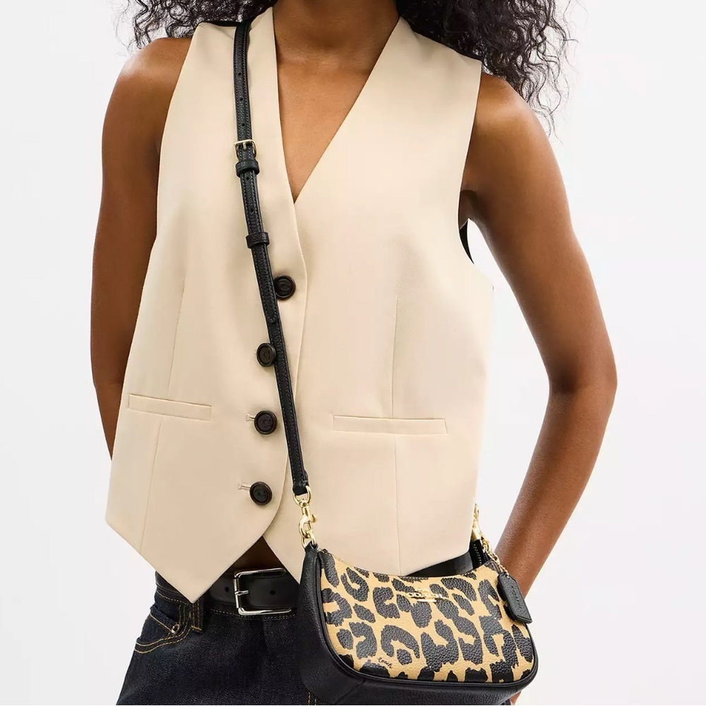 Coach Teri Mini Crossbody Bag With Leopard Print CA UU - Picture 2 of 3